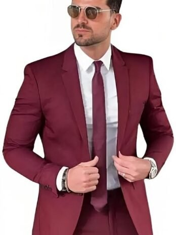 Men’s Formal Maroon, Single Breasted Blazer, Business Casual Style